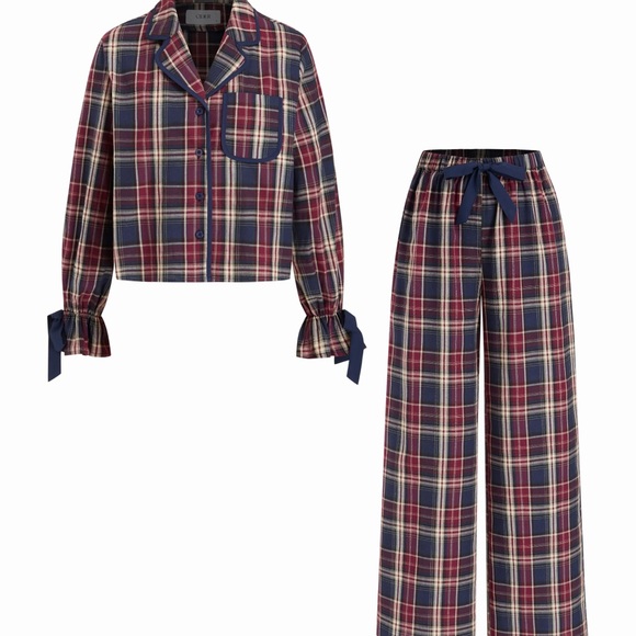 Cider Other - Cider Navy Burgundy Plaid 2-Piece Holiday Pajama Loungewear Set Medium NWT